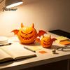 Pumpkin Table Centerpiece 2Pcs 3D Printed Demon Figurine, Devil Statue with Bat Trick or Treat Party Prop Wings & Horns, Spooky Sculpture for