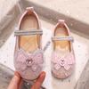 Dívčí princeznovské boty s křišťálovou mašlí - Léto 2025 Měkká podrážka Balerínky s kamínky