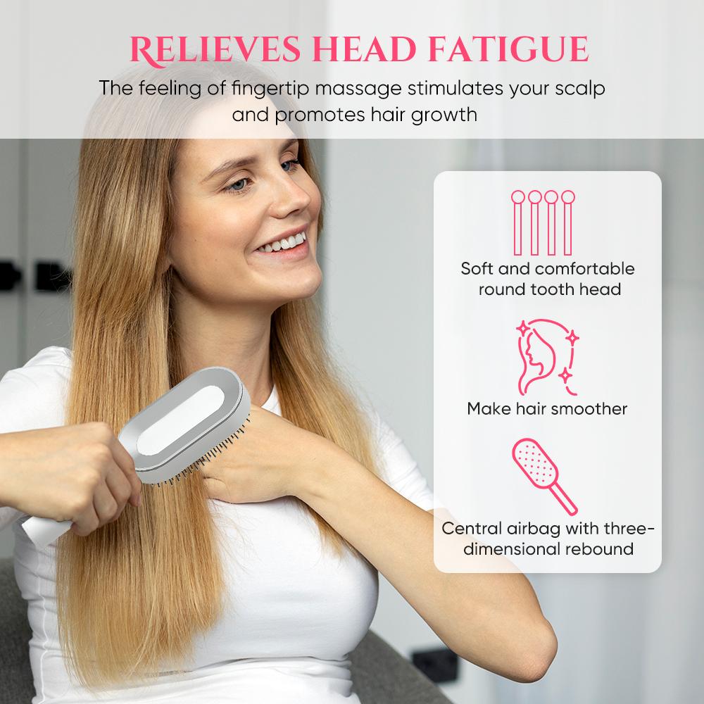 Professional 3D Air Cushion Massager Brush Self-Cleaning Ionic Anti-Static Hair Straightener Comb for Women Made Durable Nylon