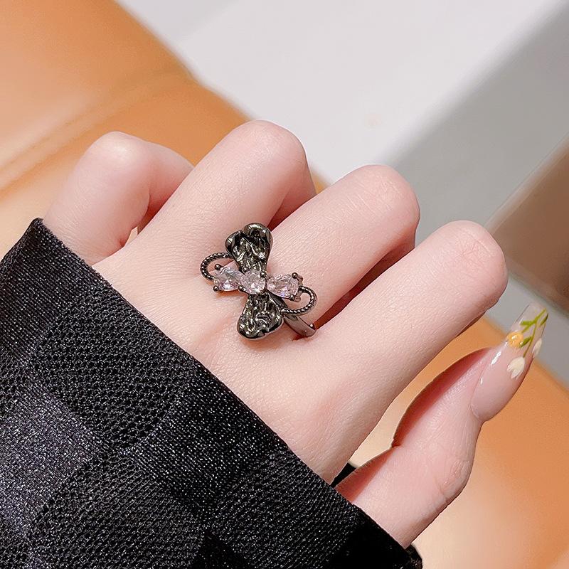 Butterfly Dark Wind Personality Stacking Wearing High-End Open Ring Niche Design Light Luxury Cold Wind Ring Woman