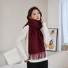 Womens Solid Color Wool Scarf With Fringe Winter Warm Shawl Mens Lightweight Cashmere-Blend Wrap Korean Style