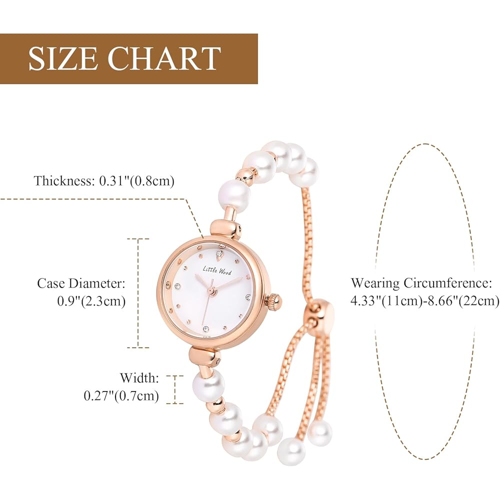 "Fashion Pearl Bracelet Watch Analog Display 3ATM Waterproof Stainless Steel Bangle Rose Gold Women's Accessories"