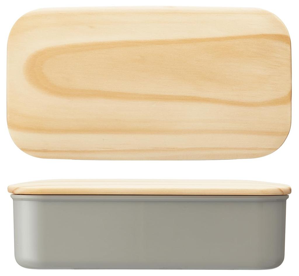 Skater Bento Single Wooden Lunch Belt Small Dishwasher and Microwave Mauve Box, 400ml, Tier, Lid, Included, Capacity, Safe, Gray, PAL5FK-A
