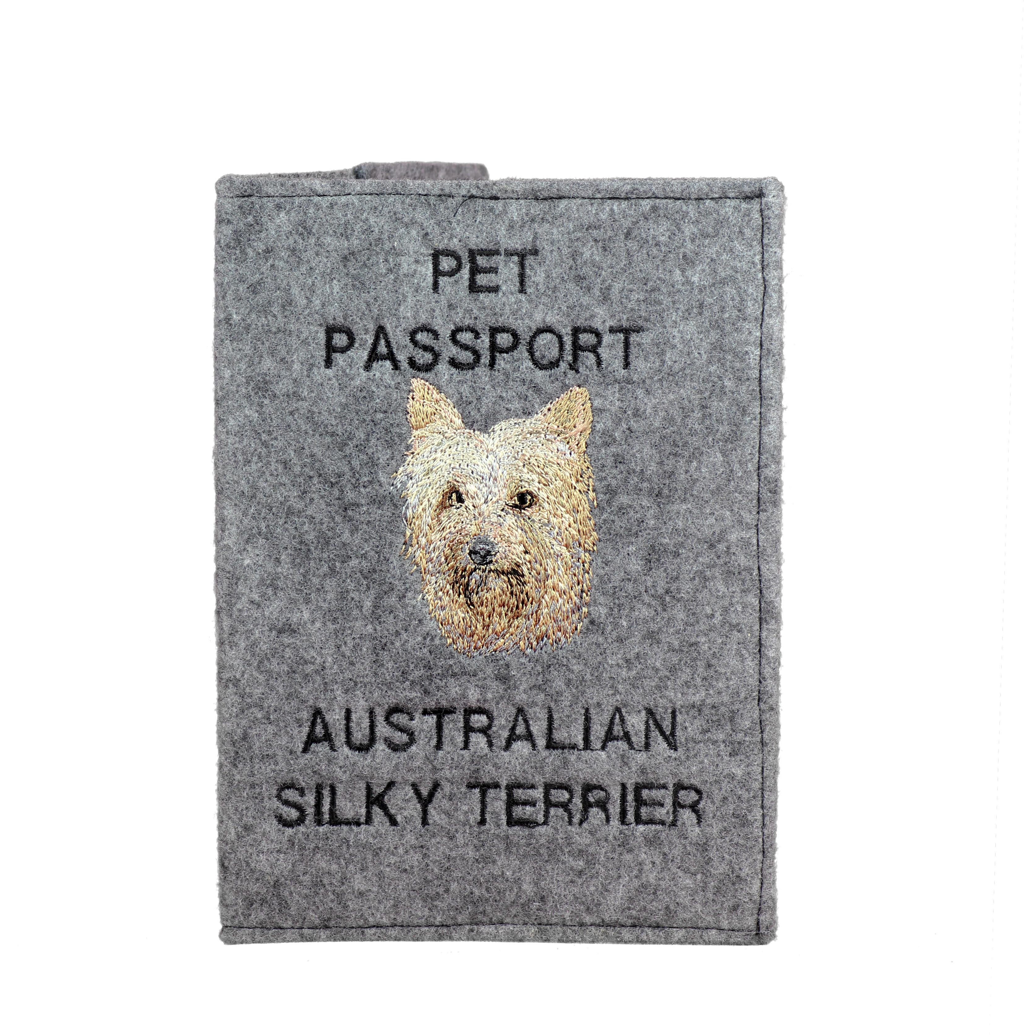 

Australian Terrier, Aussie - Dog passport case, document case, gift for the traveller from the Art-Dog brand сірий колір