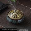 Celadon Ceramic Incense Burner with Ice Crack Glaze, Coarse Pottery, Anti-Scald, Buddhist Design, Three-Legged, Small, for Home Decor.