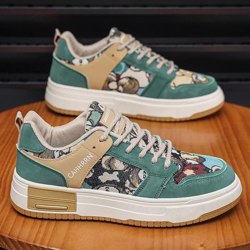 Pánské plátěné boty Nové Tenisky na platformě Trendy Šněrovací boty Bear Skate Muži Street Univerzální Boty pro volný čas Tenis Masculino