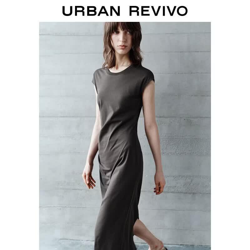 UR2026 Women's Pleated Back Slit Dress