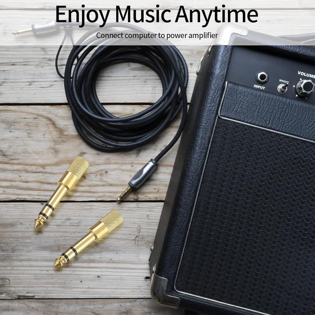 4 Pcs 6.35mm (1/4 Inch) Male To 3.5mm (1/8 Inch) Female Stereo Headphone Adapters, 3.5mm/1/8'' Female To 6.35mm/1/4'' Male Stereo Audio Adapter Jack