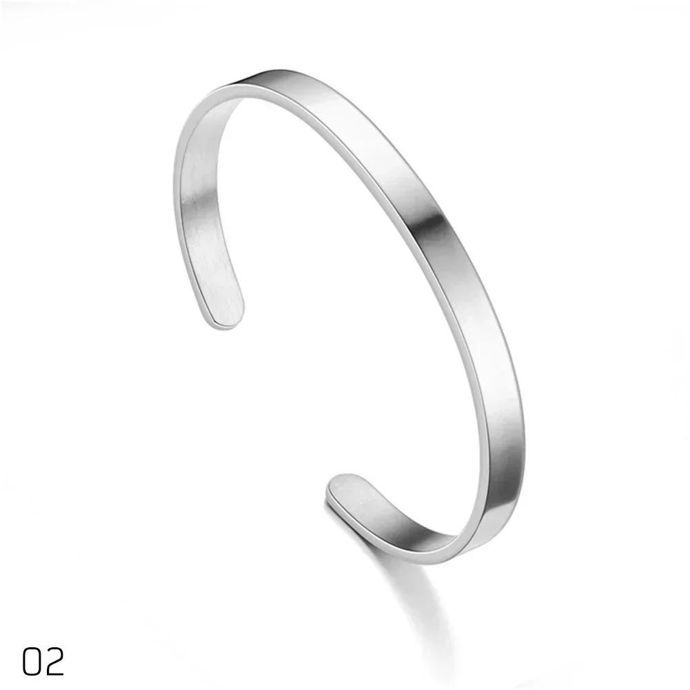 1 Pcs Simple Classic 6MM Width Titanium Bangle Black Gold Silver Color for Women Cuff Bracelets Men Women Openning Bangles