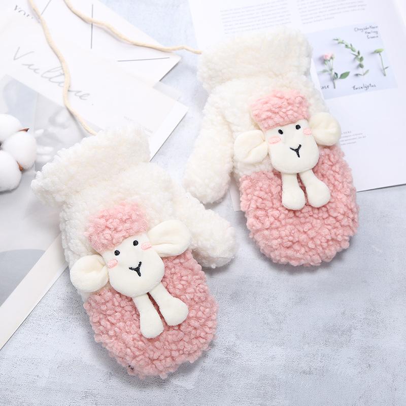 Gloves winter female cutie with fingers to keep warm cycling student plush thickened plush tide neck gloves