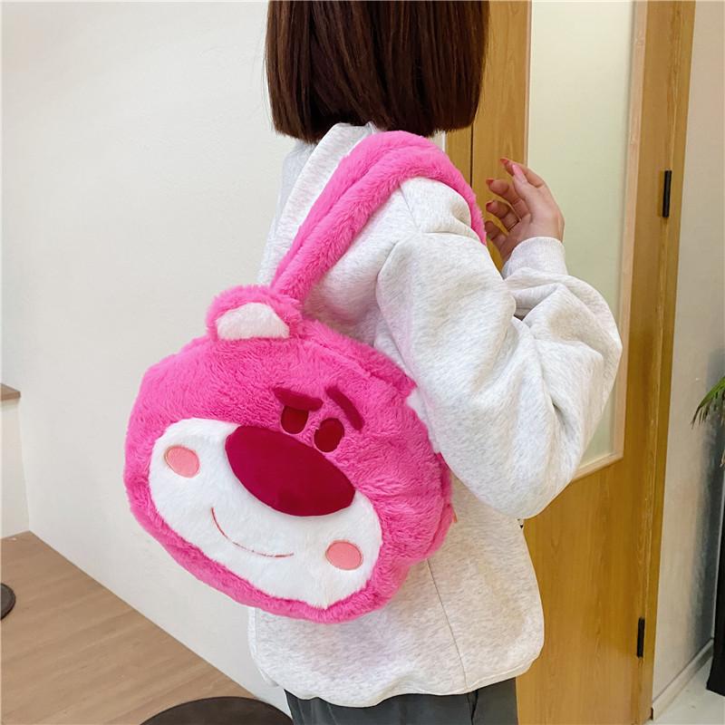 Fluffy Plush Cartoon Doll Handbag Bag Shoulder Slung Gift In Autumn And Winter