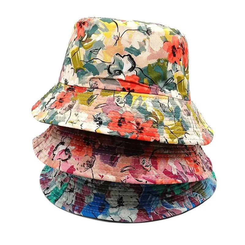 Spring and Summer Polyester Print Bucket Hat Fisherman Hat Outdoor Travel Sun Cap for Men and Women 169