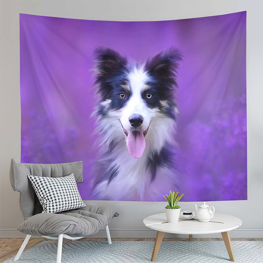 Border Collie Tapestry Fence Pastures Tapestry Adorable Animal Tapestry Creativity Art Tapestries Home Living Room Bedroom Dorm