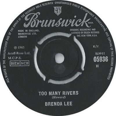 Płyta 7-calowa BRENDA LEE - Too Many Rivers 05936 Brunswick 1965 UK Pop Używana