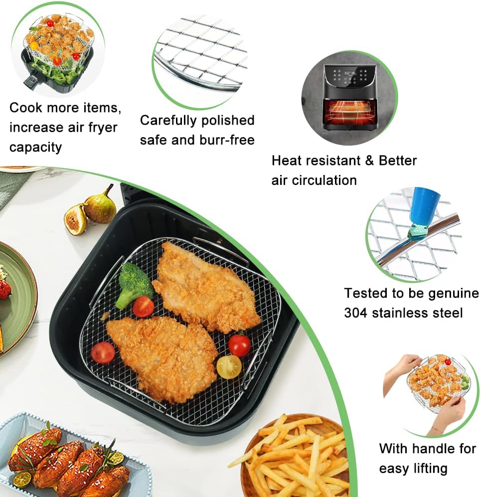 Stainless Steel Air Fryer Accessories Dehydrator Grill Rack Toast Rack Air Fryer Accessories Steamer Roasting Cooking Tools