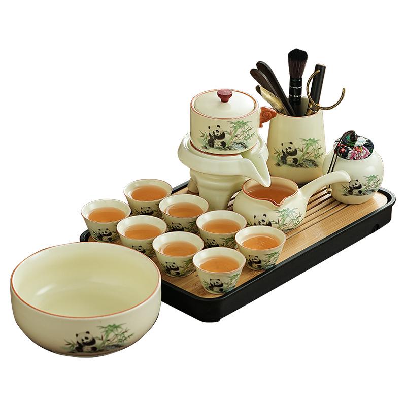Panda Ru Kiln Kung Fu Tea Set: 2024 Gaiwan & Teapot, Ideal for Home or Gift