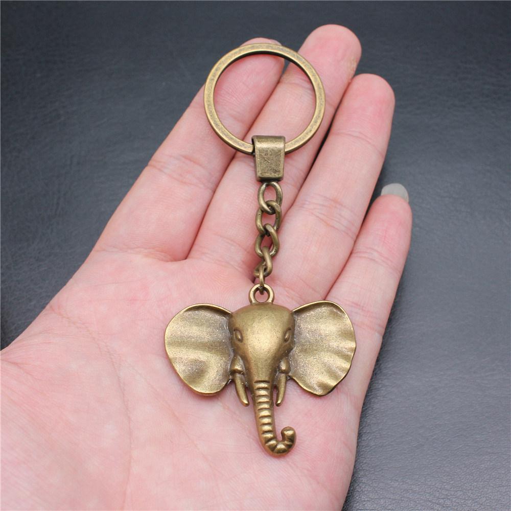 Elephant Horse Animal Duo Pendant Antique Bronze Metal Keychain with 30mm Ring for Students Hot Sale