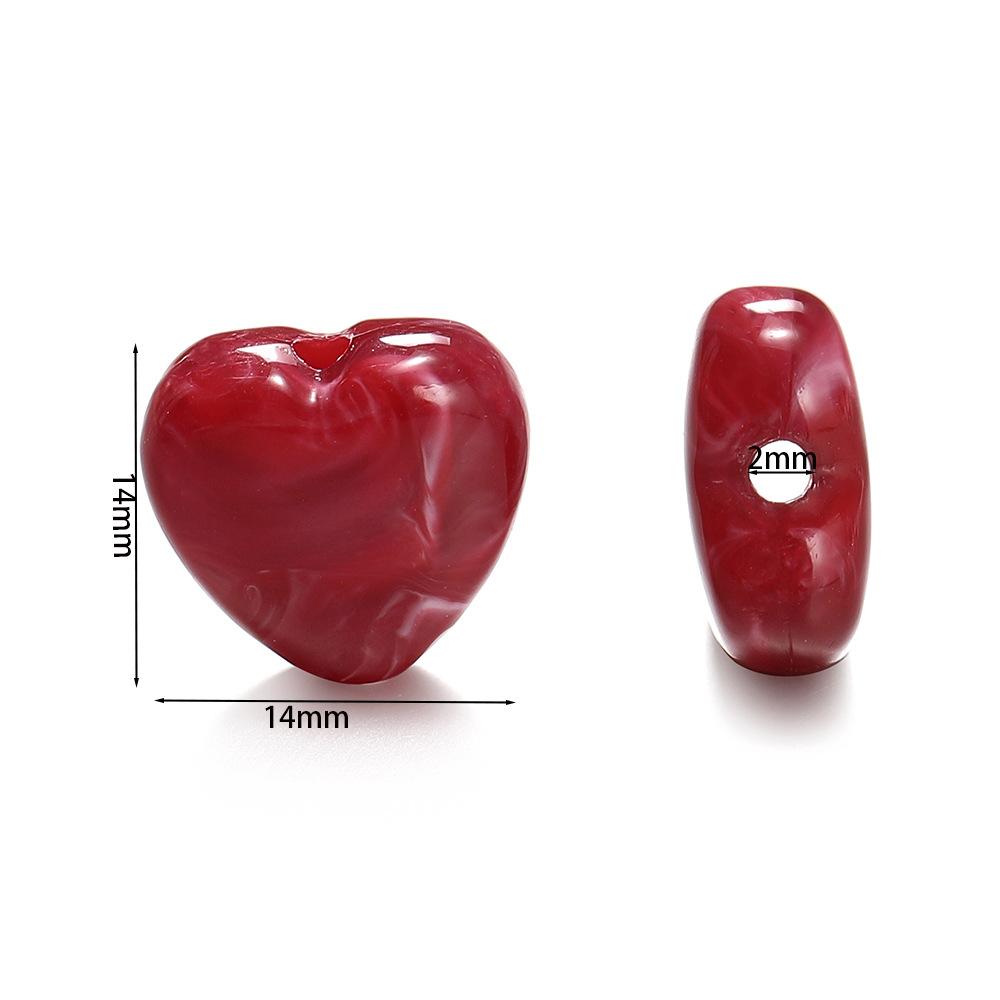 20pcs 14mm Heart Shape Sweet Acrylic Texture Plastic Loose Beads Jewelry Making DIY Crafts Findings Accessories Material