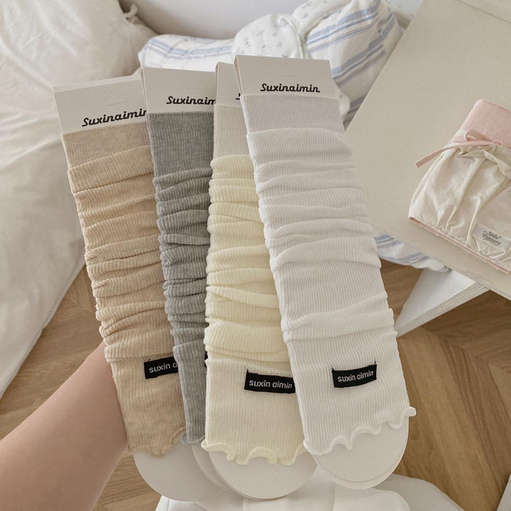Solid Color Summer Thin Breathable Leg Warmers Japanese Simple Long Knee High Socks Women Elegant Leg Warmers Trendy Calf Socks