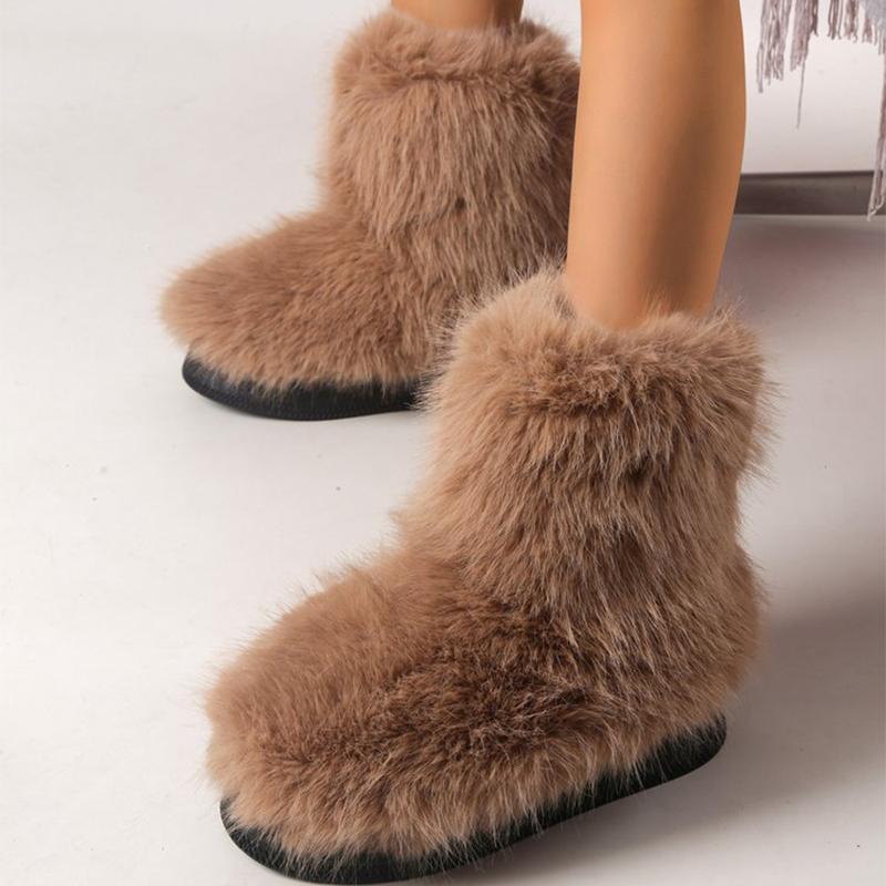 Fashion Y2K Fluffy Furry Snow Boots Women Winter Thicken Short Plush Warm Ankle Boots Woman Comfy Non Slip Platform Winter Shoes Female