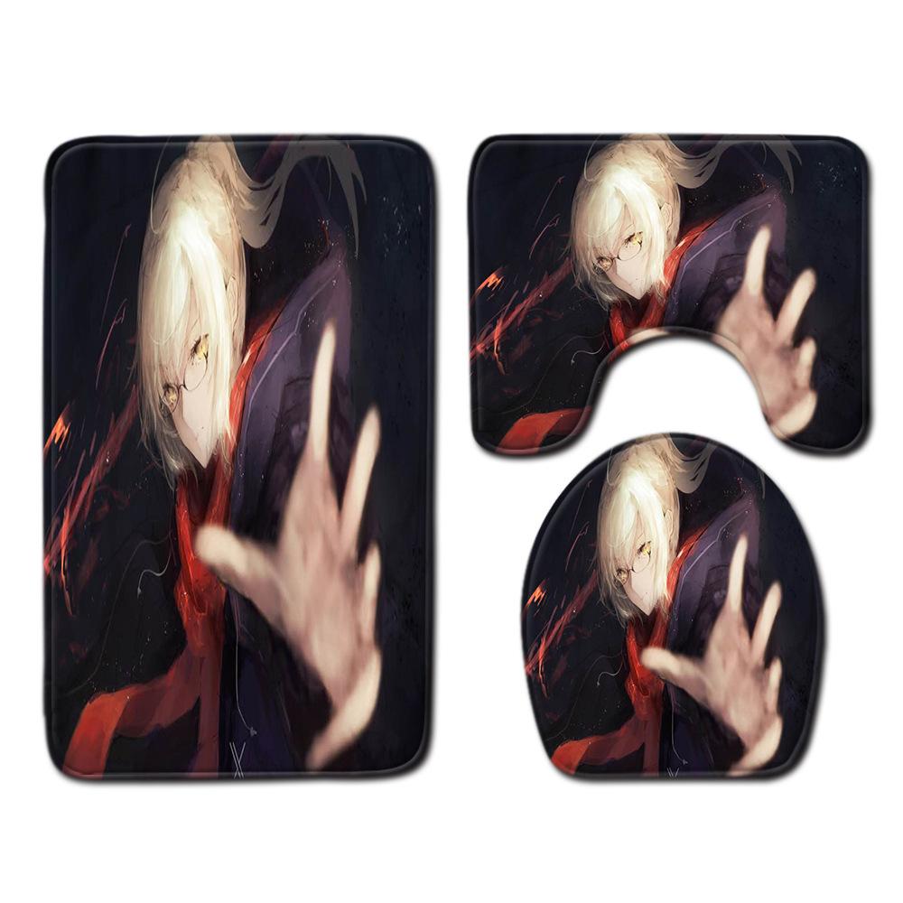 Animation Bathroom Floor Mat Three-Piece Bathroom Carpet Toilet Mat Set Door Mat Bathroom Non-Slip Mat