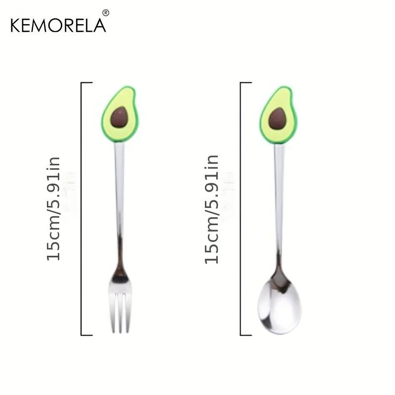 4-Piece Stainless Steel Set Teaspoon Fruit Fork Coffee Spoon Stainless Steel Dessert Spoon Suitable For Home Restaurant Bar
