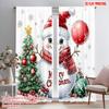 2pcs,2D Plane Printing Popular Curtains Cute Snowman Christmas Tree (5) Polyester Fabric (without Rod) Outdoor Decorations