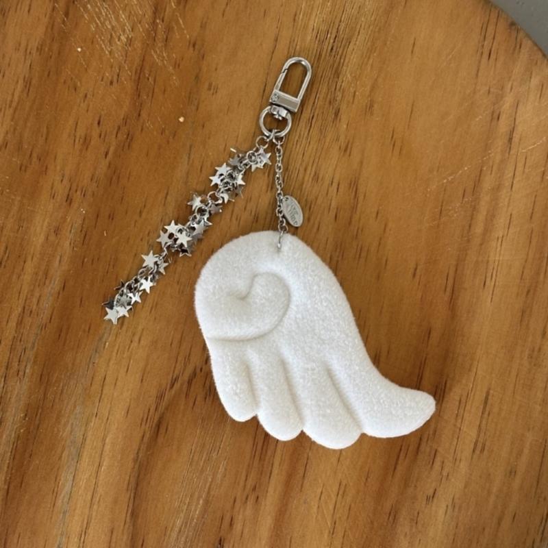Angel Wing Keychain With Star Charm Soft Plush Materials For Bag Purse Accessories Keyring Accessory