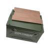Folding Camping Storage Box with Wooden Lid Collapsible Storage Bin Container with Wheels for Car Camping Picnic