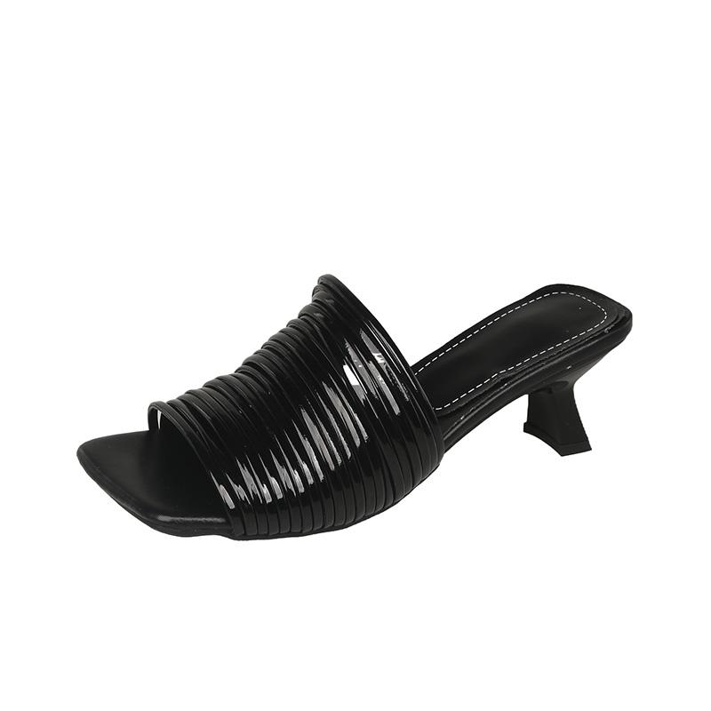 New Women's Slippers Fashion Design Wedge Leather Fish Mouth Flip Flop Outdoor Summer Party Simple Low Rubber Women Sandals