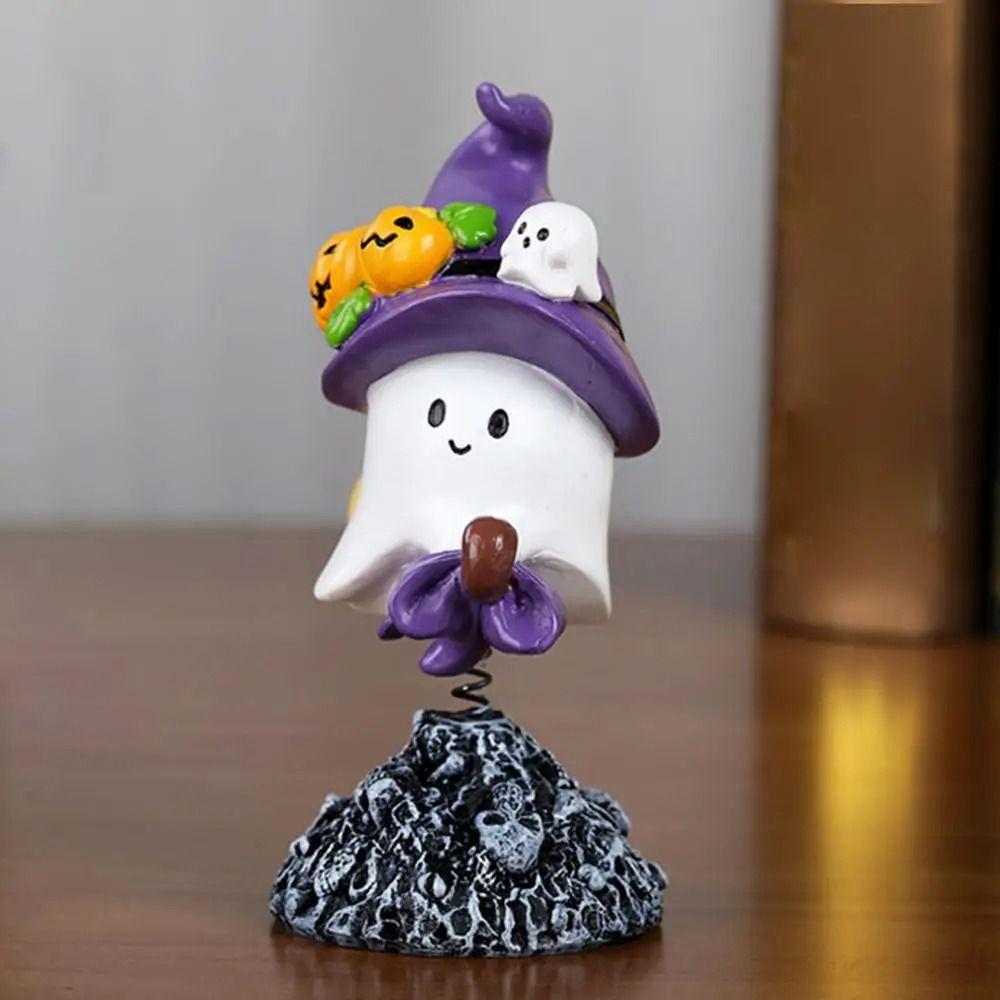 Resin Ghost Art Sculpture Cartoon Ghost Figurine Ornament Halloween Ghost Statue  Bookshelf