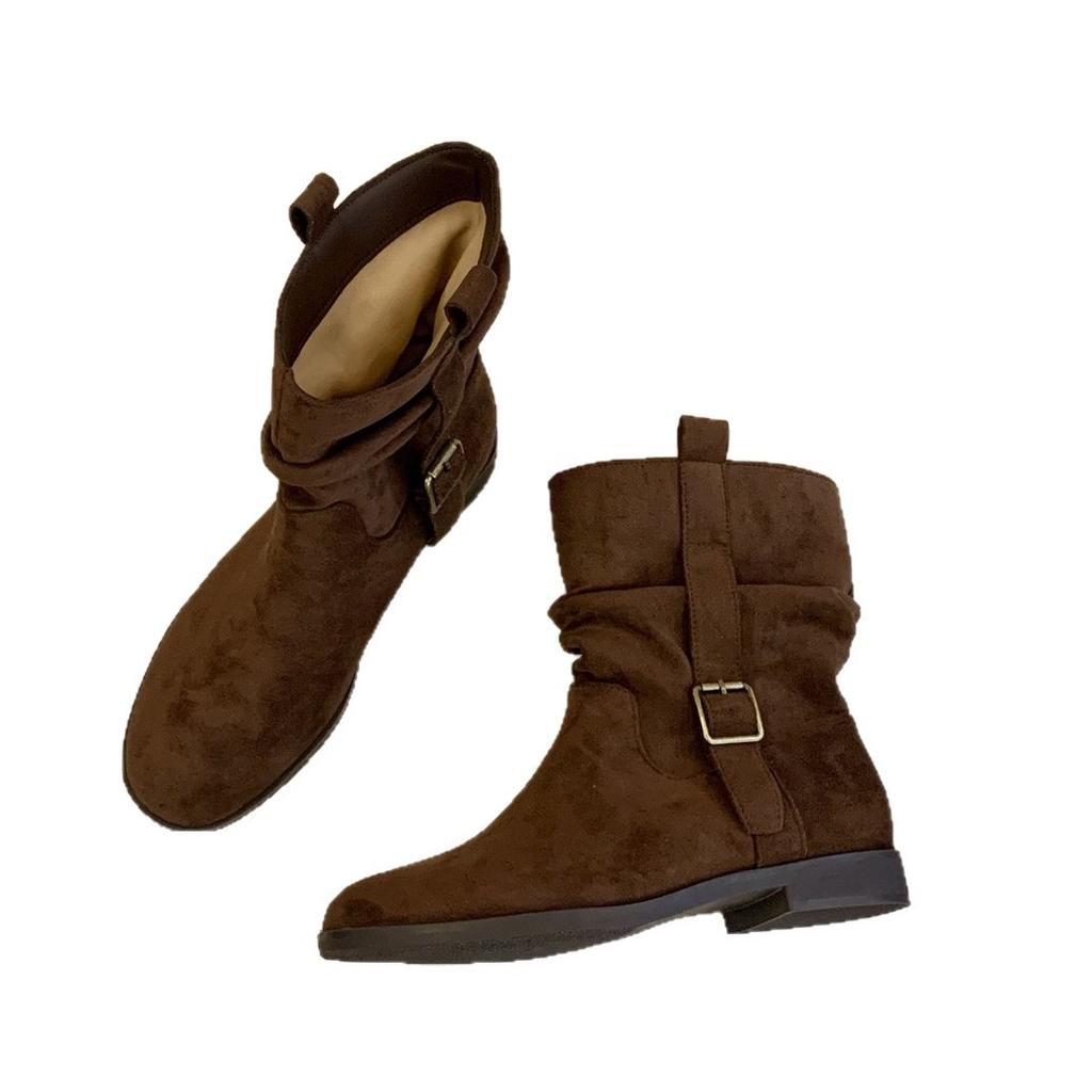 Retro Niche Card Color Medium Tube Martin Boots Women's Boots 2025 New Autumn Single Boots Western Fashion Pile Short Boots