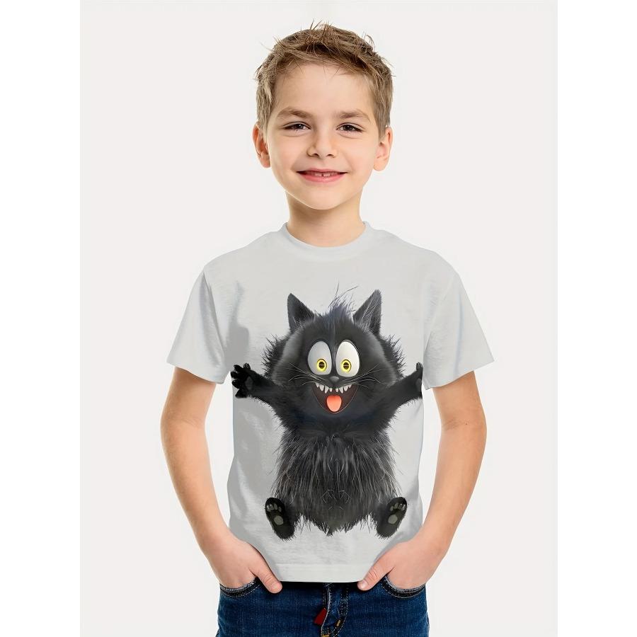 Interessantes 3D-Tier-Druck-T-Shirt für Jungen und Mädchen, kreatives T-Shirt, lässig, kurzärmelig, Tops, T-Shirt für Jungen und Mädchen, Sommerkleidung