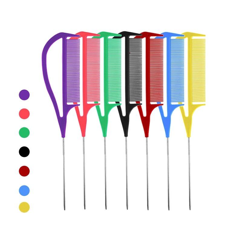 Metal Pin Tail Comb Hairdressers Barbers Rat Tail Comb for Styling Teasing Wide Tooth Pick Stylist Braiding Combs