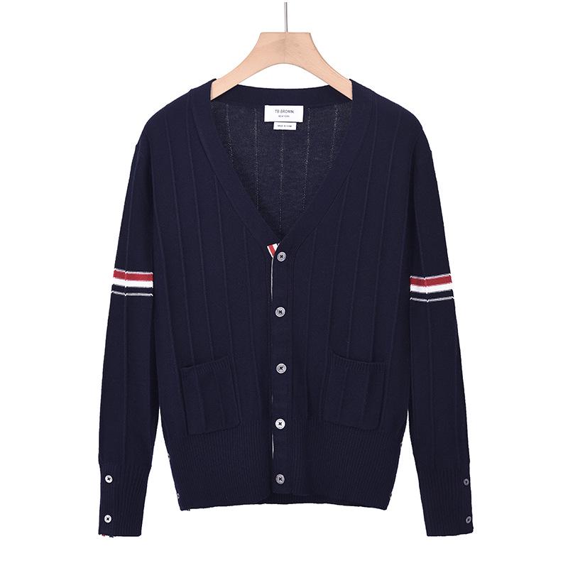 Men's Autumn 2025 Korean Style Striped Wool Cardigan Sweater