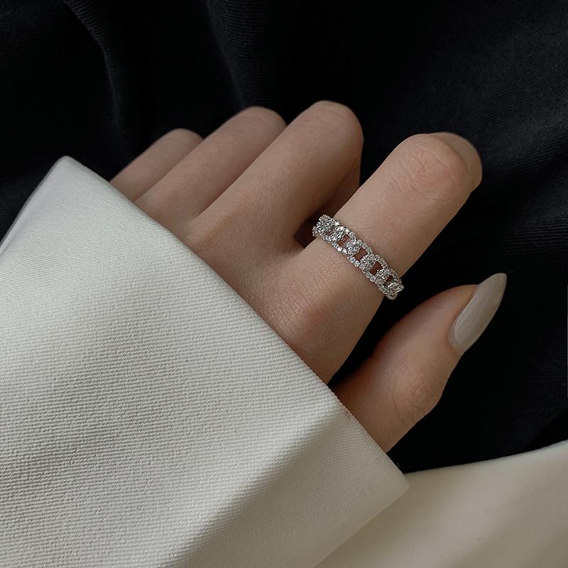 Full Diamond Ring Light Luxury Niche Feeling Index Finger Ring Women'S Fashion Personality Temperament Hand Jewelry