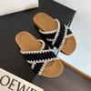 Ethnic Style Cool Slippers Women's 2025 Summer New Retro Woven Bohemian Style Versatile Platform Beach Sandals