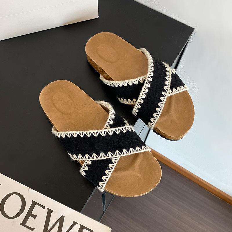 Ethnic Style Cool Slippers Women's 2025 Summer New Retro Woven Bohemian Style Versatile Platform Beach Sandals