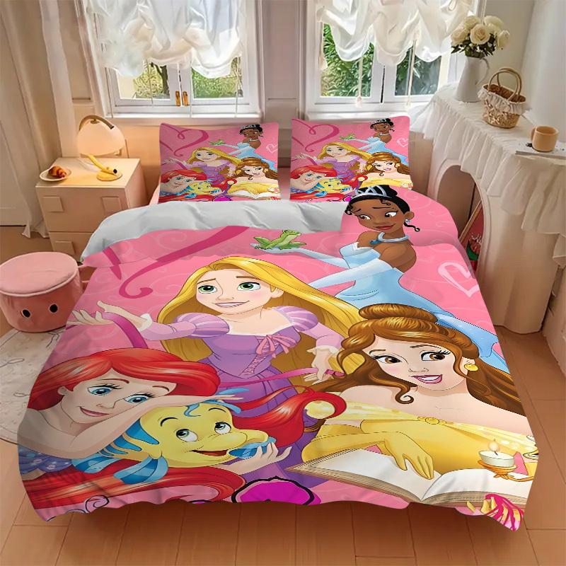 3pcs set Disney Princess1pc of quilt cover+2pcs of pillowcase, no core, print bedding, All Seasons Bedroom Setting016