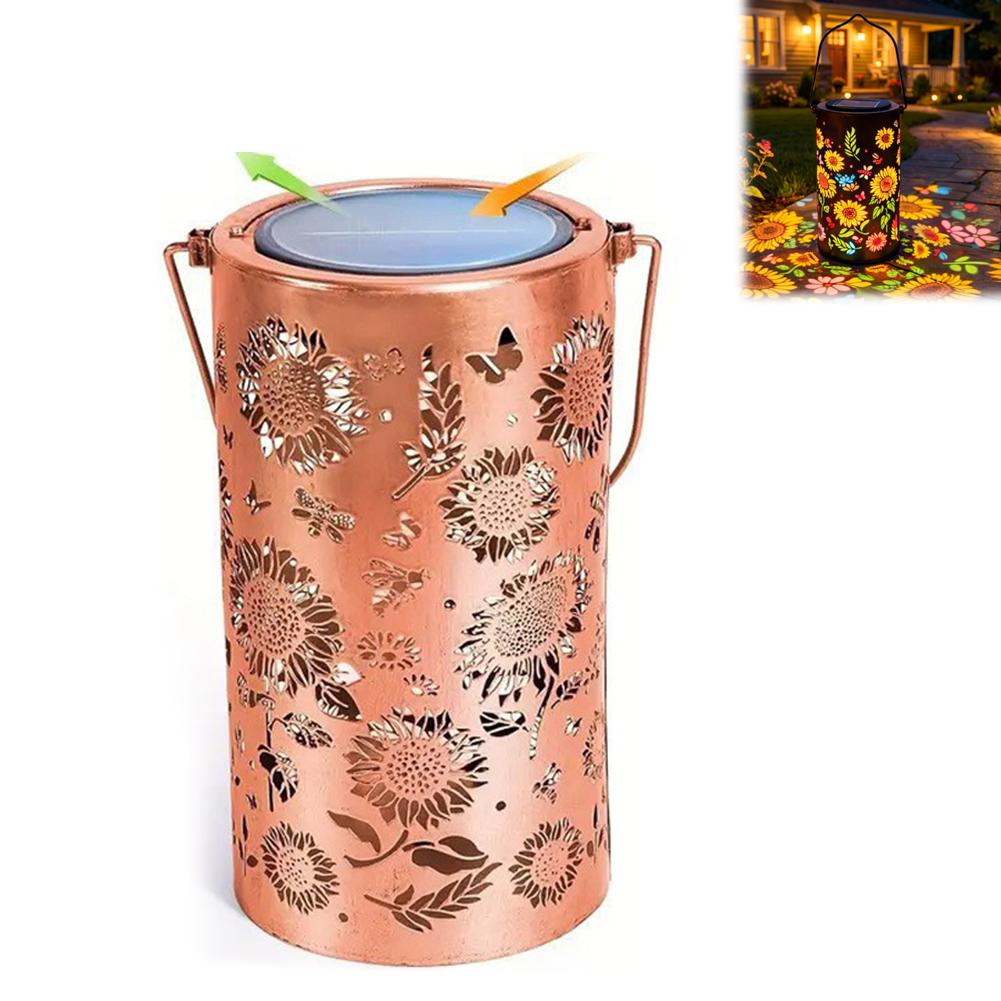 Colorful Sunflower Solar Garden Lantern Outdoor Hanging LED with Metal Sunflower Design Solar Light for Yard Lawn Pathway Decor