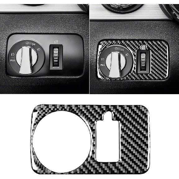 

NVCNX Real Premium Carbon Fiber Compatible with Ford Mustang GT Shelby 2005-2009 2006 2007 2008 Center Console Gear Shift Box Panel Cup Holder Cover Headlight Switch