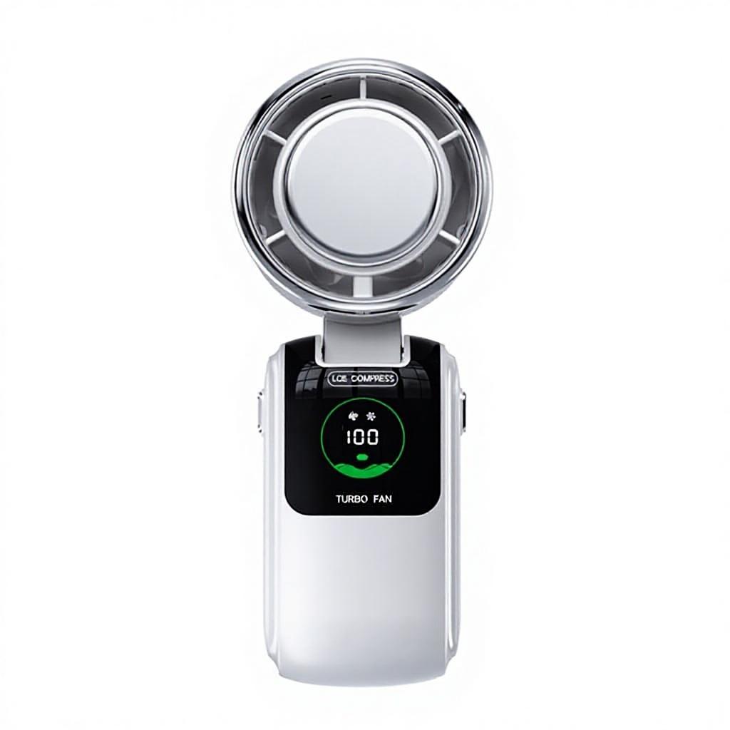 High-Speed Mini Portable Household Fan Handheld 3600mAh USB Charging Foldable Brushless Motor New English Plastic Fan No Plug Required