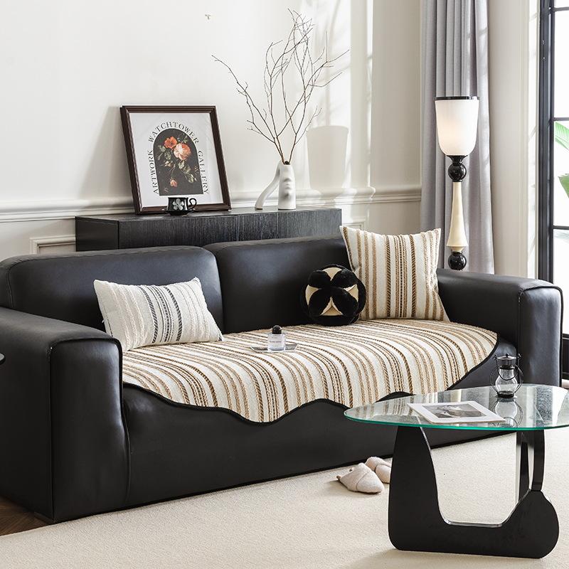 Striped Jacquard Chenille Sofa Cushion, Universal In All Seasons, Non-Slip Seat Cushion, Irregular Special-Shaped Straight-Row Sofa Cover