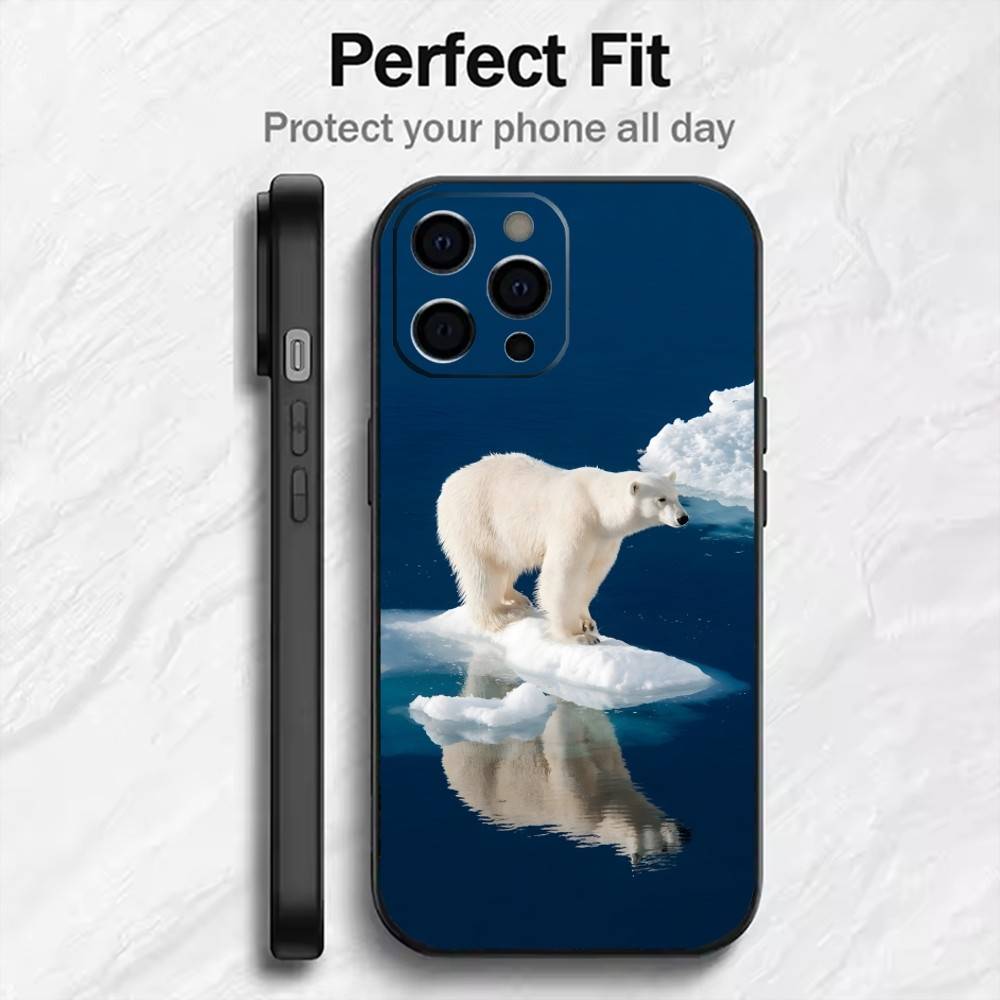Polar Bear Master of the Arctic Phone Case For iPhone17,16,15,14,13,12 Plus,Max Soft Silicone Black Cover