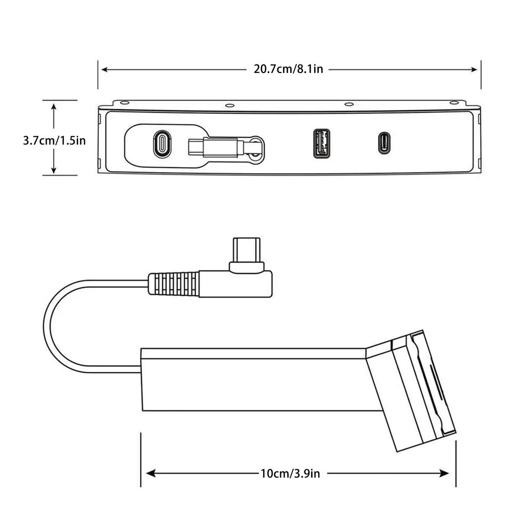 Hub USB para porta-luvas de carro compatível com console central 80 W PD Tipo C Splitter Docking Station Adaptador de carregamento rápido
