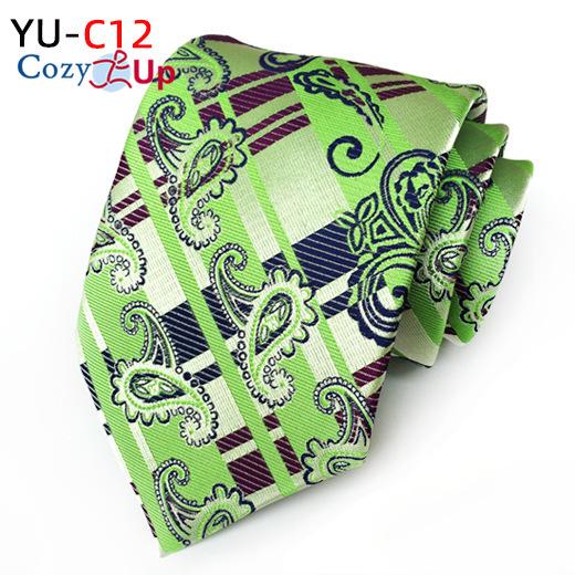 3.15" Fashion Striped PaisleyTie Men Flower Necktie for Wedding