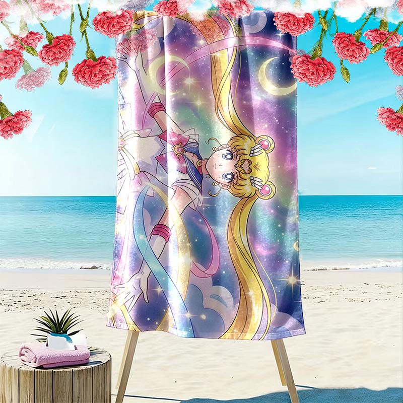 Sailor Moon2 Print Beach Towel, Large Soft Quick Dry Towel for Beach Camping Swimming