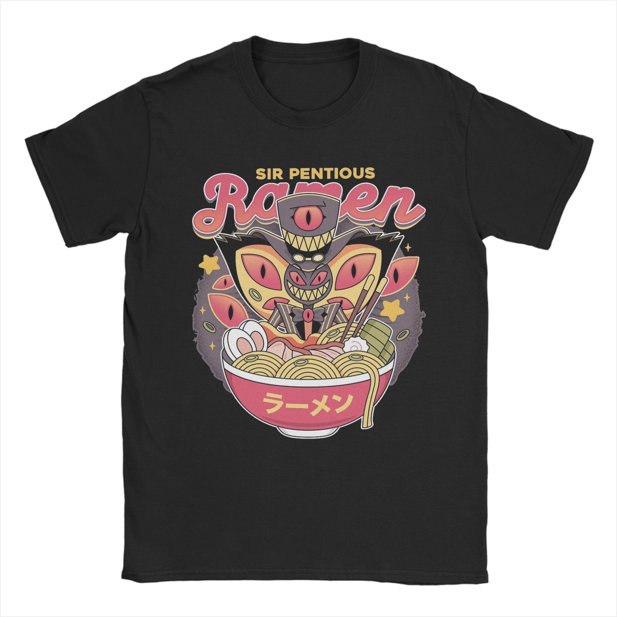 

2026 New Soft Hazbins Hotels Sir Pentious Ramen T-Shirt Men Funny 100 Cotton Tee Shirt Round Neck Short Sleeve T Shirt Cloth... S разноцветный