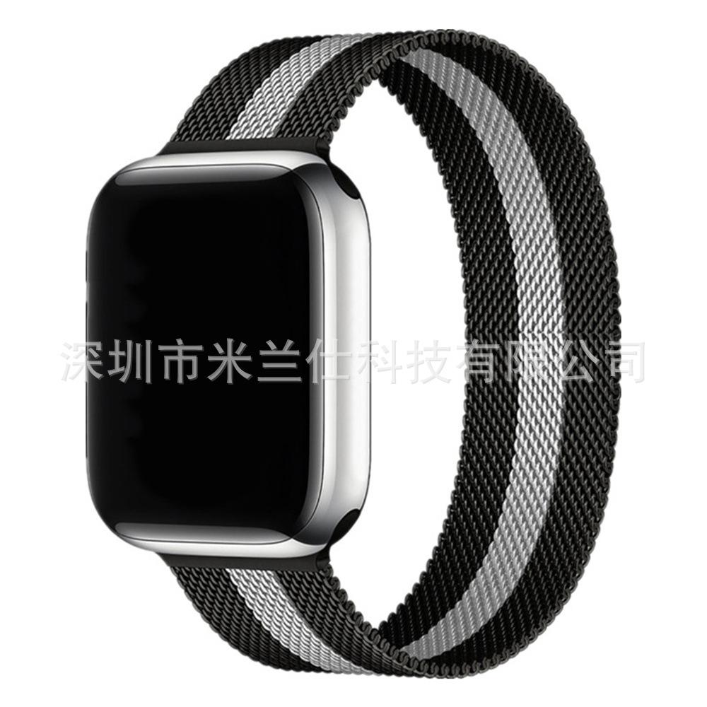 Milanese Loop Band for Apple Watch S11 Ultra2 SE 10 9 8 7 6 5, Metal Magnetic Clasp Replacement Strap, Silver 42/44/45/46/49mm