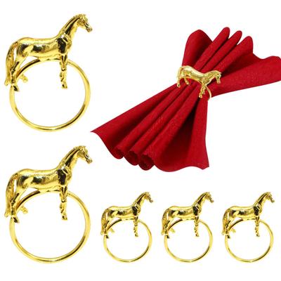 Standing Horse Napkin Ring Metal Horse Shaped Napkin Rings Gold Western Equestrian Napkin Buckle for Banquet Party Table Decoration